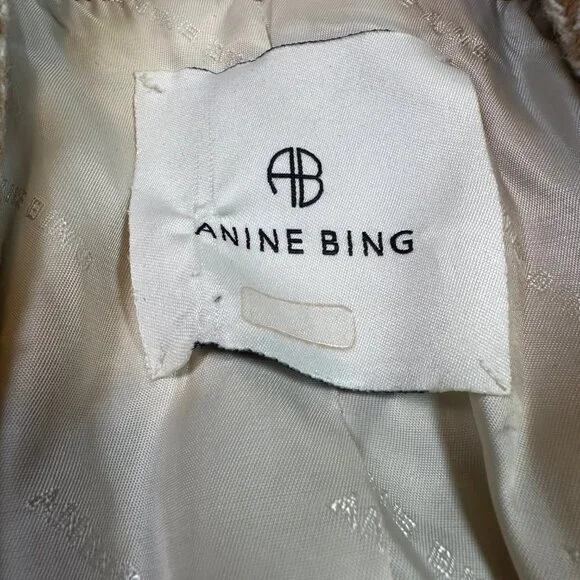 Anine Bing Fishbone Blazer Tan Beige Tweed Designer Women's Size Small - Office - Picture 3 of 7